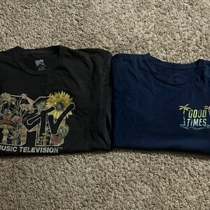 MTV Black and Gray Short Sleeve Tee Graphic Casual